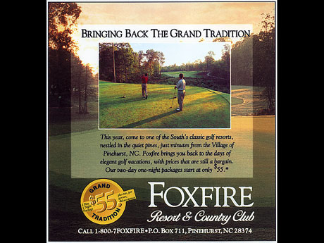 advertisement for foxfire resort