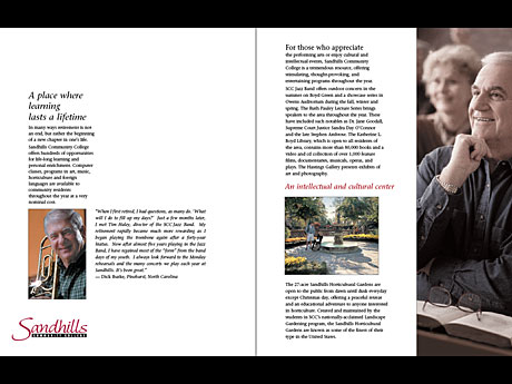 graphic design of a page layout for an educational brochure