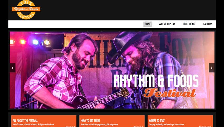 web site design for rhythm and foods festival